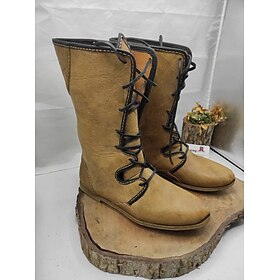 Medieval Renaissance Shoes Knee High Boots Flat Jazz Boots Ren Faire Pirate Viking Crusader Men's Celtic Pirate Halloween Masquerade Performance Party  Evening