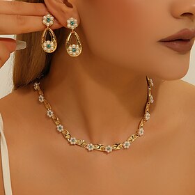Bridal Jewelry Sets Two-piece Suit Crystal Pearl Rhinestone 1 Necklace Earrings Women's Elegant Vintage Stylish Cute Geometrical Butterfly Flower Shape irregul