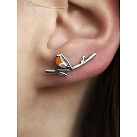 Women's Bohemian Bird on a Branch Stud Earrings - Nature-Inspired Animal Jewelry for Women and Girls, Ideal for Casual Wear and Nature Lover Gifts