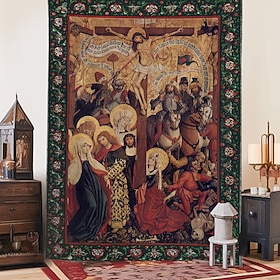 Arazzo Medievale Arazzo del Medioevo Arte Religiosa Grande Arazzo Mural Decor Foto Sfondo Casa Camera da Letto Decorazione Soggiorno