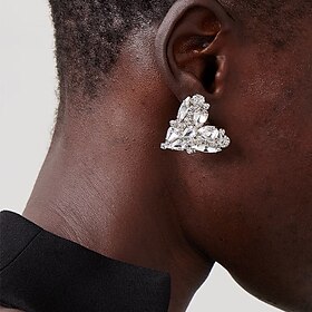 Women's Stud Earrings Geometrical Heart Precious Fashion Cute Imitation Diamond Earrings Jewelry Silver For Wedding Party Work Daily 1 Pair