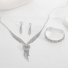 Bridal Jewelry Sets 1 set Rhinestone Alloy 1 Bracelet Earrings Necklace Women's Elegant Stylish Jewelry Set For Wedding Party Party Evening Wear
