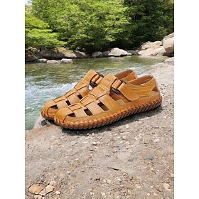 Men's Leather Fisherman Sandals  Breathable Handmade Casual Outdoor Beach Shoes