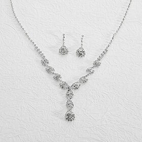 Bridal Jewelry Sets 1 set Rhinestone Alloy Earrings Necklace Women's Elegant Stylish Jewelry Set For Wedding Christmas Engagement