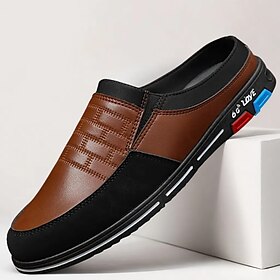 Men's Premium White and Black Faux Leather Casual Mule Shoes with Elastic Details for Stylish Everyday Wear