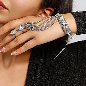 Women's Ring Bracelet / Slave bracelet Link / Chain Precious Evil Eye Fashion Luxury Rhinestone Bracelet Jewelry Silver For Gift Daily Engagement Prom