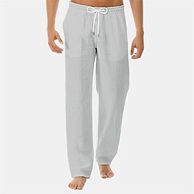 Men's Loungewear Lounge Pants Pure Color Fashion Classic Casual Home Daily Bed Cotton Comfort Breathable Soft Pant Elastic Waist Spring Fall Black White