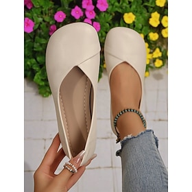 Women's Beige Wide Toe Soft Sole Flats  Barefoot Comfort Shoes for Everyday Walking