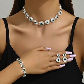 Bridal Jewelry Sets Three-piece Suit Imitation Diamond 1 Necklace 1 Bracelet Earrings Women's Vintage Luxury Natural Lovely Geometrical Love Precious Jewelry S