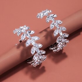 Women's Stud Earrings Geometrical Leaf Precious Elegant Fashion Imitation Diamond Earrings Jewelry Silver For Wedding Party Valentine's Day Gift 1 Pair