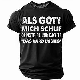Men's Funny Short Sleeve T-Shirt with 'When God Created Me He Grinned That Will Be Funny' Quote, Humorous Lifestyle Tee Top