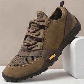 Men's Outdoor Sports Hiking Shoes  Durable Mesh and Leather Sneakers with Non-slip Sole for Hiking and Daily Use