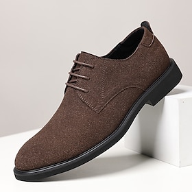 Men's Brown Premium Cowhide Derby Shoes with Smooth Faux Leather  Finish  Classic Footwear for Office, Formal Events and Everyday Wear