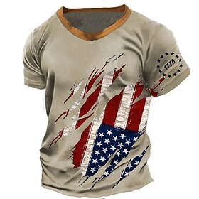 American Independence Day Men's American US Flag T Shirt Short Sleeve T shirt 3D Print Crew Neck Round Neck Shirt Fashion Daily Basic Street Casual Daily Light