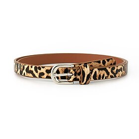 Men's Belt PU Alloy Adjustable Leopard Kakhi Brown Outdoor Daily Waist Belt