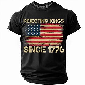 American Independence Day Men's American US Flag T Shirt Short Sleeve T shirt 3D Print Crew Neck Shirt Fashion Daily Basic Street Casual Daily Black White Blue