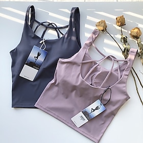 Women's Yoga Bra Pilates Bra Sports Vest Bra Top High Supports Breathable Wireless Solid / Plain Color Sport Activewear Black White Gym Zumba Running