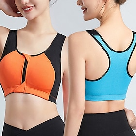 Women's Yoga Bra Sports Bra Pilates Bra Bra Top Push Up Seamless Anti-vibration Wireless Color Block Sport Activewear Black Pink Gym Zumba Running
