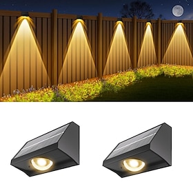 Solar Wall Lights Outdoor 1/2/3 LED Lenses Fence Lights Powered Outdoor Waterproof Warm White Auto On/Off LED House Number Lighting for Porch Patio Balcony Wal