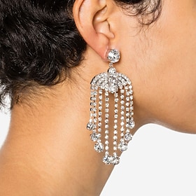 Women's Stud Earrings Tassel Fringe Precious Elegant Fashion Imitation Diamond Earrings Jewelry Silver / Golden For Wedding Party Holiday 1 Pair