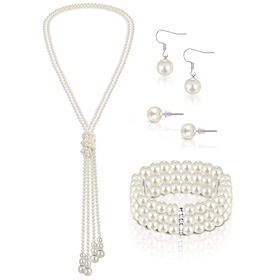 Bridal Jewelry Sets One-piece Suit Pearl 1 Bracelet Earrings Necklace Women's Stylish Luxury Cute Joy Jewelry Set For Party Evening Wear