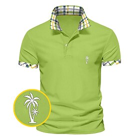 Men's Golf Shirt Pique Polo Shirt Business Casual Ribbed Polo Collar Short Slee…