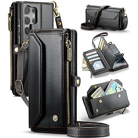 Phone Case For Samsung Galaxy S22 S21 Ultra Plus S20 A56 A36 A16 A55 5G A35 5G A25 A15 Wallet Case with Lanyard with Wrist Strap Kickstand TPU PU Leather