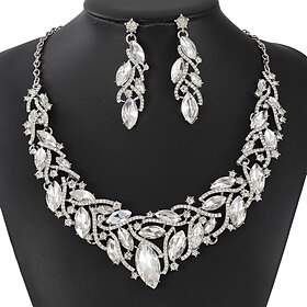 Bridal Jewelry Sets 1 set Zircon Rhinestone 1 Necklace Earrings Women's Fashion Personalized Luxury Cute Fancy Leaf irregular Jewelry Set For Wedding Party Par