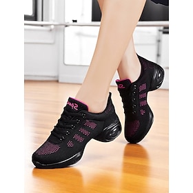 Women's Black Jazz Dance Sneakers - Lightweight Breathable Professional Shoes for Hip-Hop, Zumba, and Fitness Training