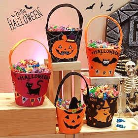 Halloween Candy Bag Spider Bat Pumpkin Cloth Bucket Non woven Gift Bag Party Supplies Halloween Candy Bag