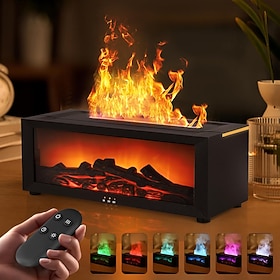 1 PC Retro Simulation Flame Fireplace Silent Humidifier Aromatherapy Machine Colorful Atmosphere Light Three level Timing Switch Remote Control Type-C Plug in