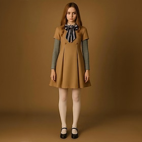 M3GAN Gruselige Puppe Megan Futuristischer Roboter Kleid Kostüm Klassische Lolita Film Cosplay for Damen Mädchen Kinder Erwachsene Halloween Karneval Welttag d
