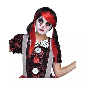 Cosplay Wigs Red Black Mixed Color Straight Synthetic Hair Long Wigs Girls' Wigs For Party