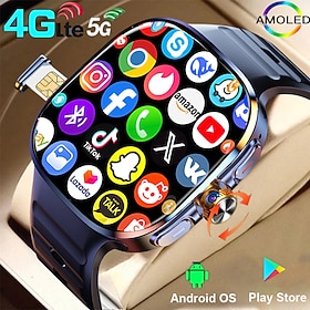 iMosi M99 Smartwatch 2.4 Zoll 4G LTE Mobilfunk-Smartwatch 4G Schrittzähler Anruferinnerung Schlaf-Tracker Kompatibel mit Null Unisex GPS Freisprechanrufe Wasse
