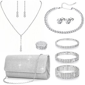 Bridal Jewelry Sets 1 set Rhinestone Alloy Rings Earrings Necklace Bracelets Women's Elegant Stylish Jewelry Set For Wedding Special Occasion Party Evening Wea