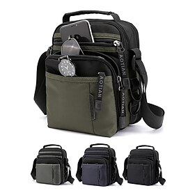 Men's Water-Resistant Nylon Crossbody Messenger Bag  Lightweight Multi-Pocket Shoulder Bag for Travel, Work or Casual Daily Use