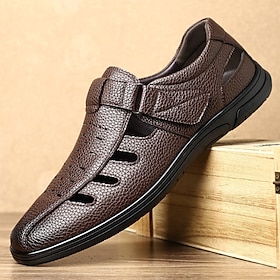 Men's Breathable Brown Fisherman Sandals  Open Vent Design with Hook-and-Loop Closure, Comfortable Summer Shoes for Walking, Travel and Outdoor Activities