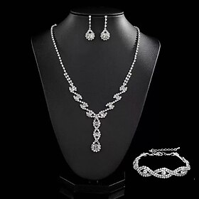 Bridal Jewelry Sets 1 set Zircon Rhinestone Earrings Necklace Bracelets Women's Elegant Stylish Sweet Jewelry Set For Wedding Work Special Occasion
