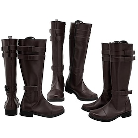 Medieval Renaissance Shoes Knee High Boots Flat Jazz Boots Ren Faire Pirate Viking Crusader Men's Celtic Pirate Halloween Masquerade Halloween Party  Evening L
