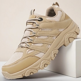 Men's Casual Shoes Trekking Shoes Hiking Walking Casual Outdoor PU Leather Comfortable Slip Resistant Breathable Lace-up Black Army Green Khaki Summer Spring