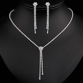 Bridal Jewelry Sets 1 set Rhinestone Alloy Earrings Necklace Women's Elegant Stylish Jewelry Set For Wedding Special Occasion Party Evening Wear