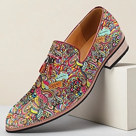Men's Psychedelic Tassel Loafers  Boho Pop Art Slip-On Shoes with 3D Printed  Upper, Perfect for Cultural Celebrations and Creative Outfits