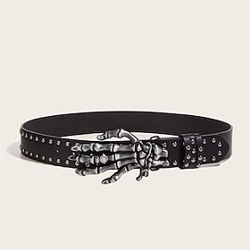 Men's Belt PU Alloy Fashion Cool Plain Black Outdoor Daily Waist Belt