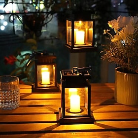 Solar Lanterns Outdoor Waterproof Garden Hanging Flickering Flameless LED Candle Lighting Solar Powered Lights for Decorative Yard Table Patio Umbrella