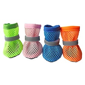 Mesh Dog Shoes Pet Boots Breathable Dog Shoes for Small Doggy Waterproof Pet Sandals with Anti-Slip Sole and Zipper Closure Durable Pet Paw Protector for Hot P