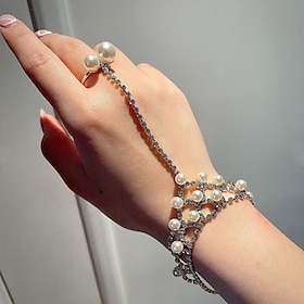 Women's Tennis Bracelet Ring Bracelet / Slave bracelet Classic Precious Fashion Cute Pearl Bracelet Jewelry Silver For Gift Holiday Engagement