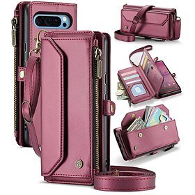 Phone Case For Google Pixel 9 Pro XL Pixel 8 Pro Pixel 8 Pixel 9 Wallet Case with Lanyard with Wrist Strap Kickstand TPU PU Leather