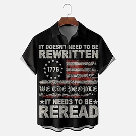 Independence Day Men's US Flag We The People Patriotic Shirt Summer Shirt Button Up Shirt Short Sleeve Fashion Casual Holiday Summer Spring Turndown 3D Print C