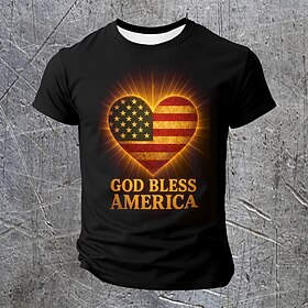 American Independence Day Men's American US Flag T Shirt Short Sleeve T shirt 3D Print Crew Neck Shirt Fashion Daily Basic Street Casual Daily Black Red Blue S