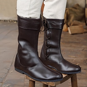 Medieval Renaissance Shoes Knee High Boots Flat Jazz Boots Ren Faire Pirate Viking Crusader Men's Celtic Pirate Halloween Masquerade Party  Evening Renaissance